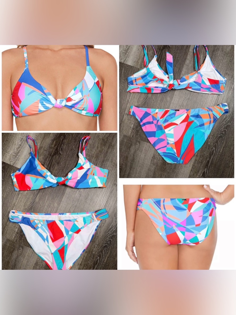 Raisins Colorful Twist Front Cheeky Bikini Swimsuit Set L/XL